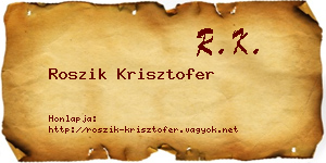 Roszik Krisztofer névjegykártya